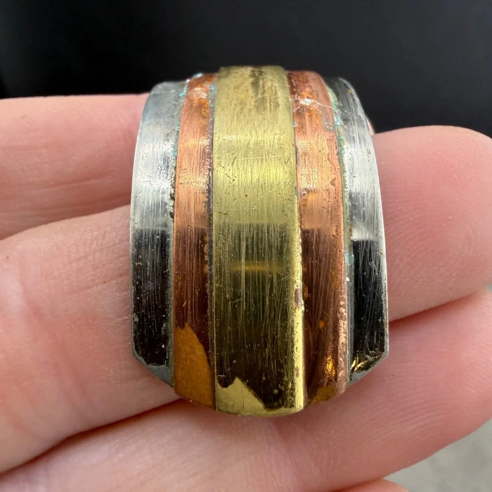 Vintage Cuff Bracelet Multi Tone Metals 7
